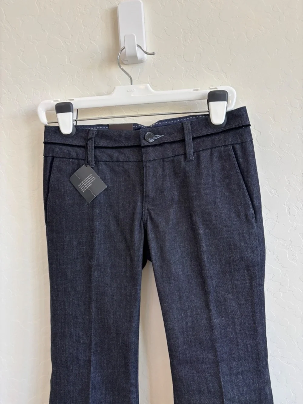 Banana Republic NWT Sloan Fit Pants Size 4P Petite Dark Blue Denim Dress Slacks - Picture 2 of 11